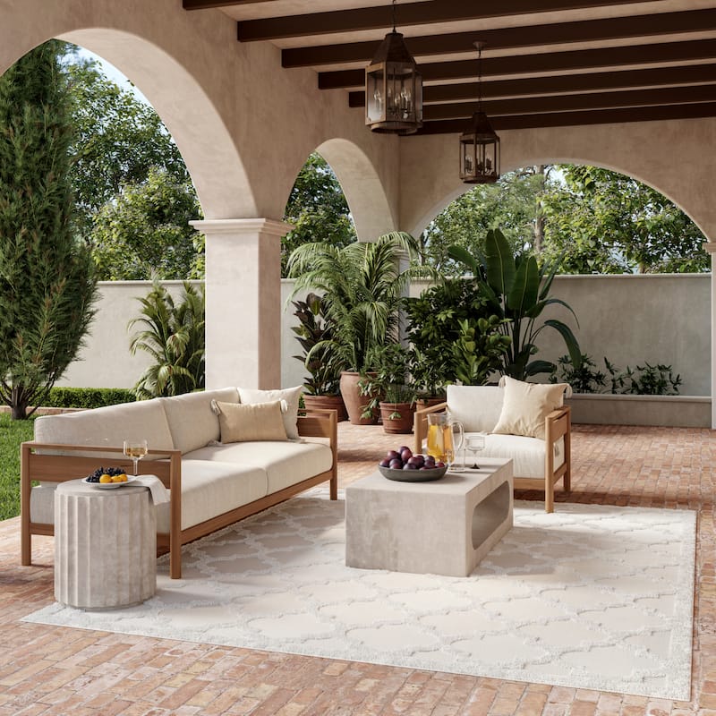 Nourison Easy Care Indoor/Outdoor Moroccan Trellis Area Rug - 8' x 10' - Ivory/White