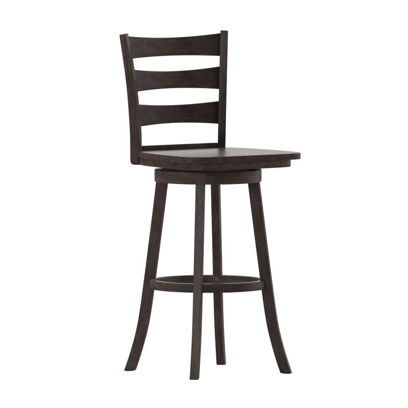 Commercial Grade Traditional Ladderback Wooden Swivel Barstool