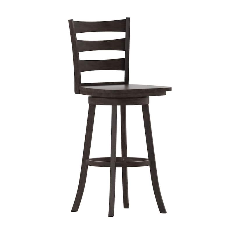 Ladderback Wooden Swivel Bar Stool with Footrest