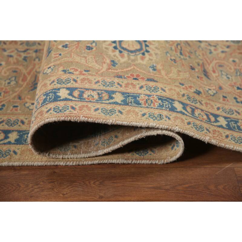 Hand Knotted Oriental 100% Wool Carpet Traditional Floral Oranges & Rust Mashad Area Rug - 14' 0'' X 9' 6''