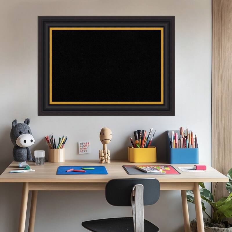 Sierra Black Brown Wood Framed Cork Board - Bulletin Board, Organization Board, Pin Board