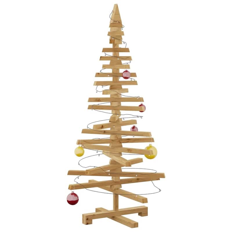vidaXL Wooden Christmas Tree with Stand Brown Solid pine wood