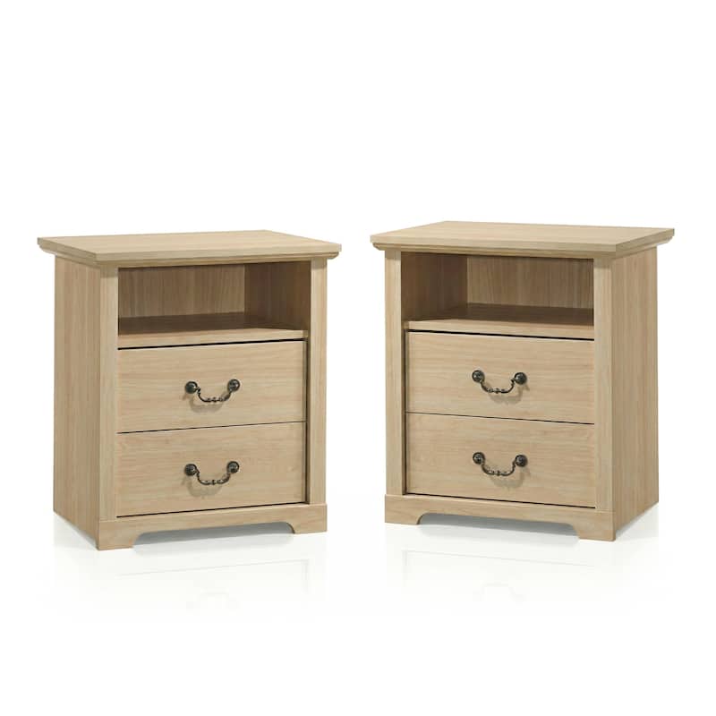 247 Shop At Home Marie 2-Drawer Set of 2 Nightstands with Open Storage Shelf