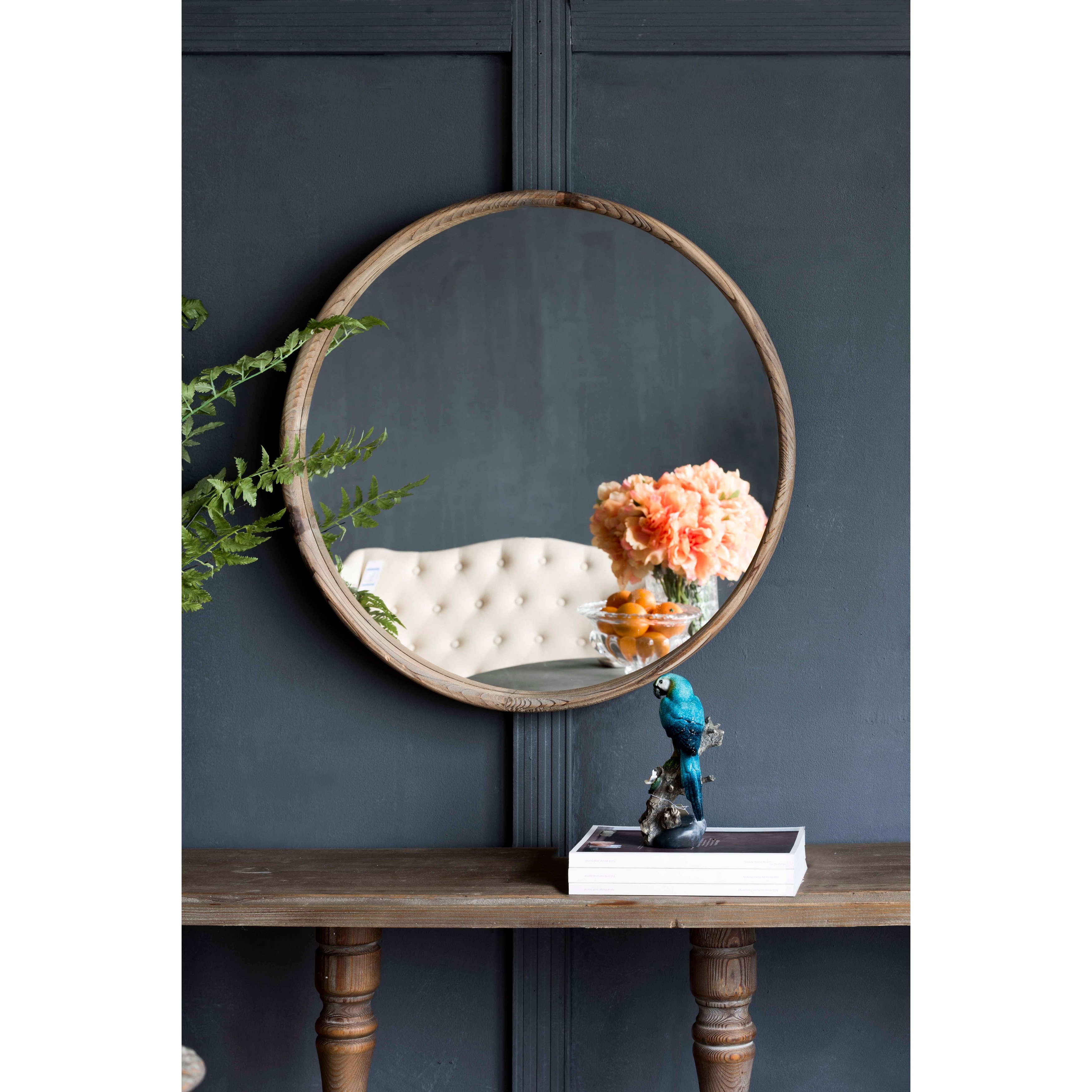 Round Wood Mirror Wall Mounted Mirror