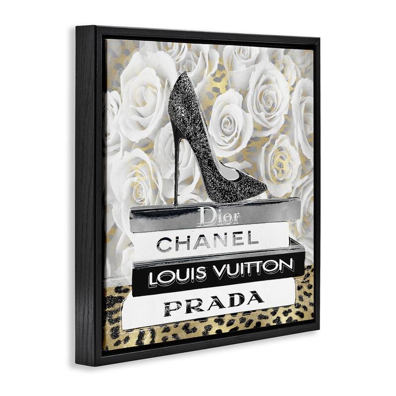 Stupell Glam Heel on Roses Framed Floater Canvas Wall Art Design By Madeline Blake