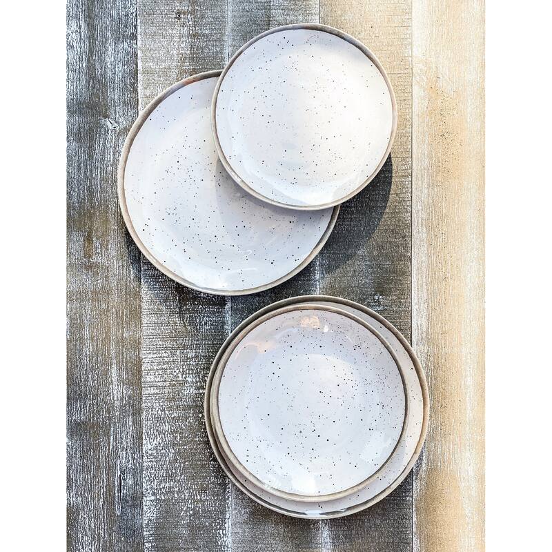 Abode Homewares Retreat Pottery Merge Bamboo Salad Plate - White - 8.5" - Set of 6