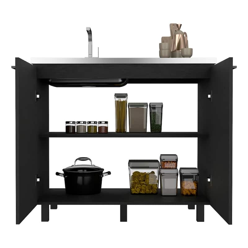 Utility Sink Cabinet with two doors and two shelves for Kitchen