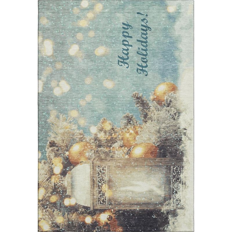 Premium Washable Super Soft Happy Holidays Mayfield Rug