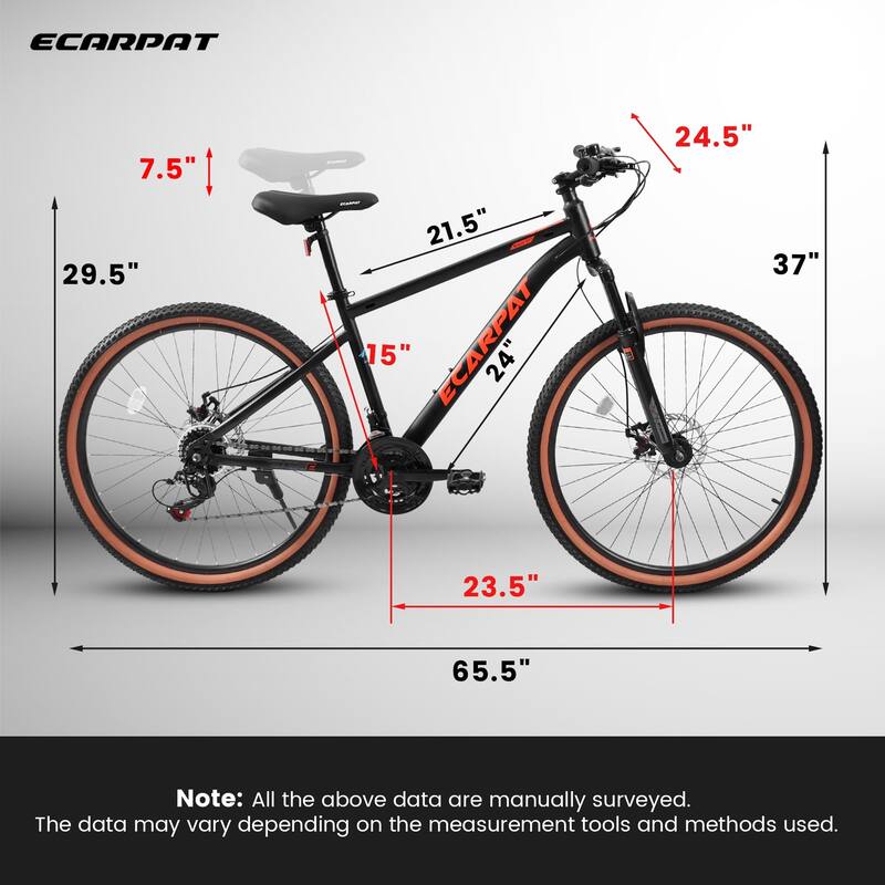 Teenagers' Mountain Bike - High Carbon Steel Frame, Disc Brakes, Durable Design, Brown Edge Tires, School Commuting - 24