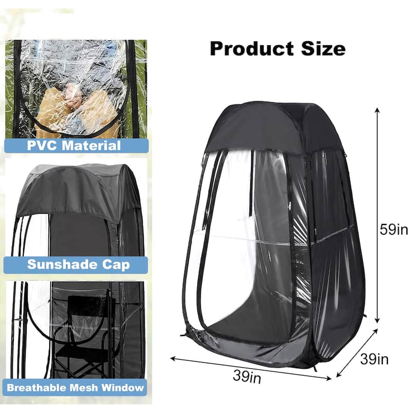 Anmytek Pop Up Clear View Outdoor Shelter Tent with Transparent PVC Walls and Sunshade Top Portable Foldable Camping Fishing