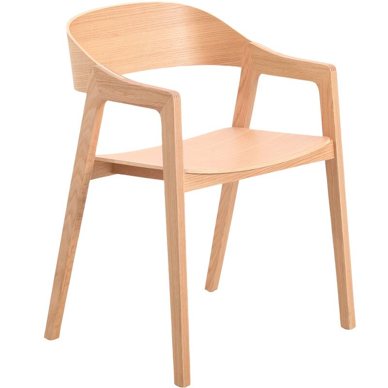 Rivo Modern Accent Dining Chairs with Arms in Oak Wood for Dining Room, Living Room and Kitchen - Natural
