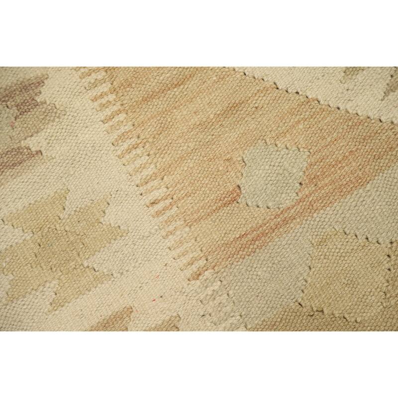 Hand Woven Oriental 100% Wool Carpet Southwestern Tribal Beige & Ivories Kilim Area Rug - 4' 9'' X 3' 1''