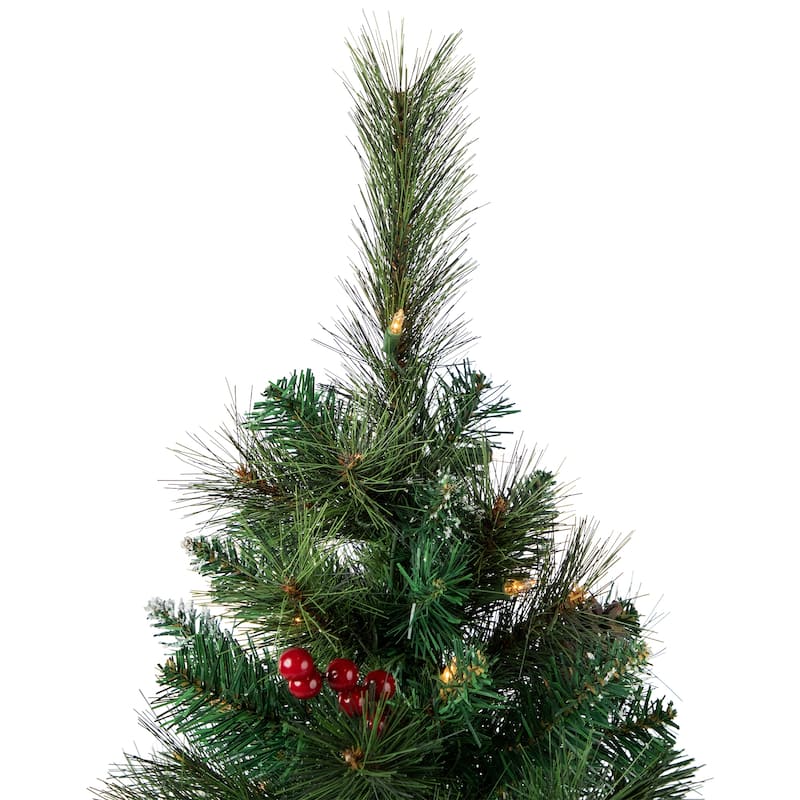 4' Frosted Carolina Berry Spruce Artificial Tree Clear Lights - 4 Foot