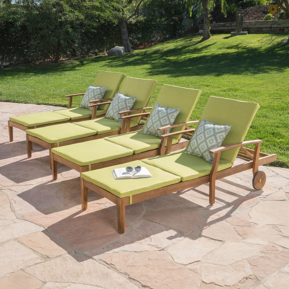 Perla Outdoor Wood Chaise Lounges (Set of 4) by Christopher Knight Home