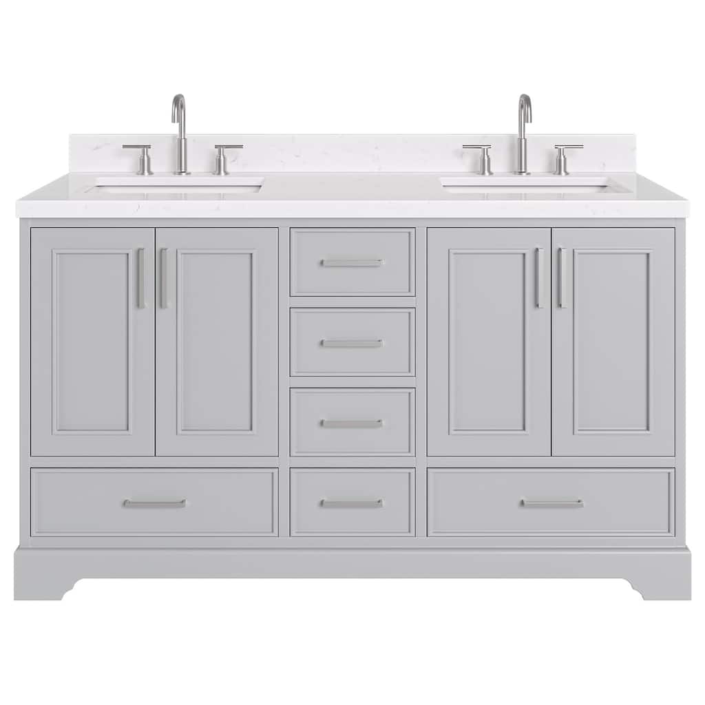 Ariel M060DCQRVO Stafford 60" Free Standing Double Basin Vanity Set