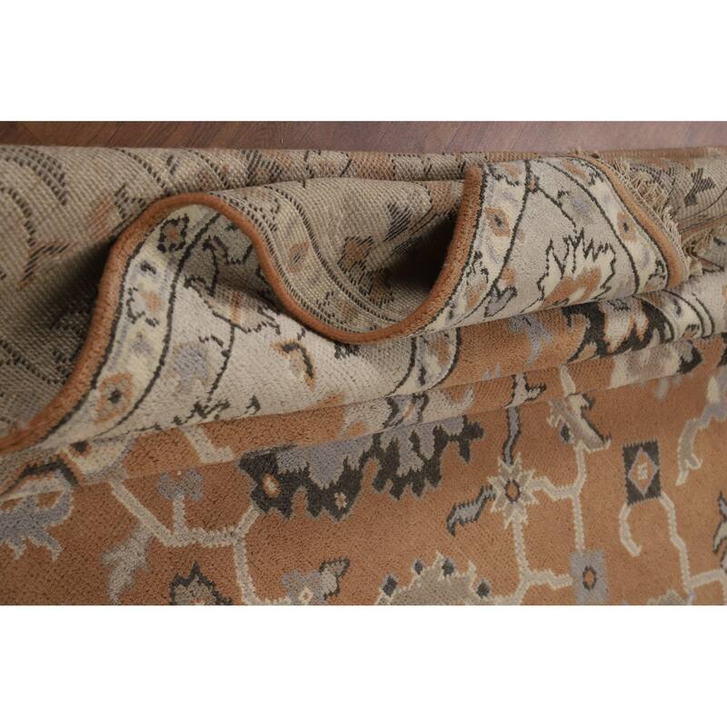 Transitional Oushak Indian Area Rug Handmade Wool Carpet - 8'2"x 9'10"
