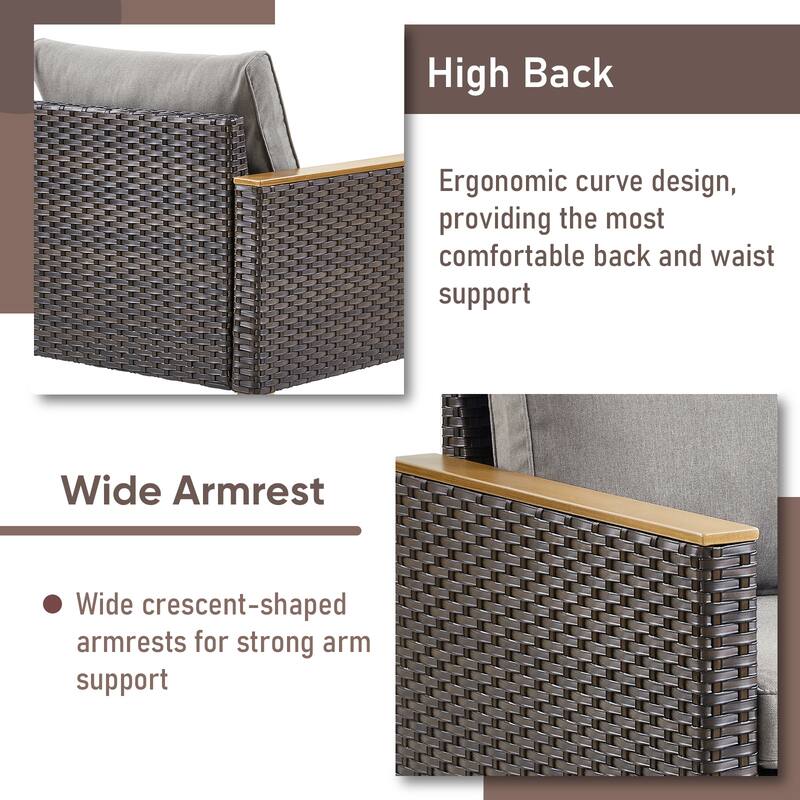 5 Pieces Wicker Patio Chair with Ottoman Set