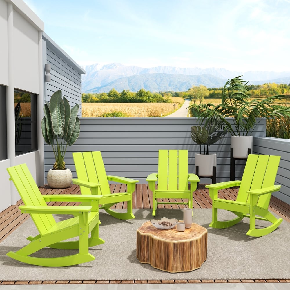 Shoreside Modern Eco-Friendly All Weather Poly Adirondack Rocking Chairs (Set of 4)