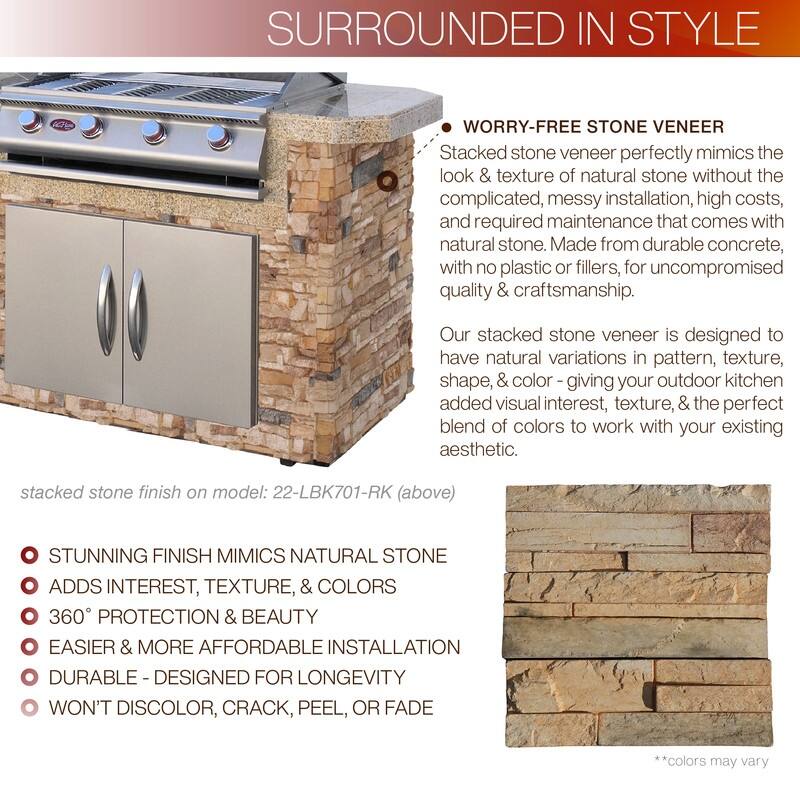 4-Burner, 6 ft. Stone Veneer and Tile Propane Gas Grill Island in Stainless Steel