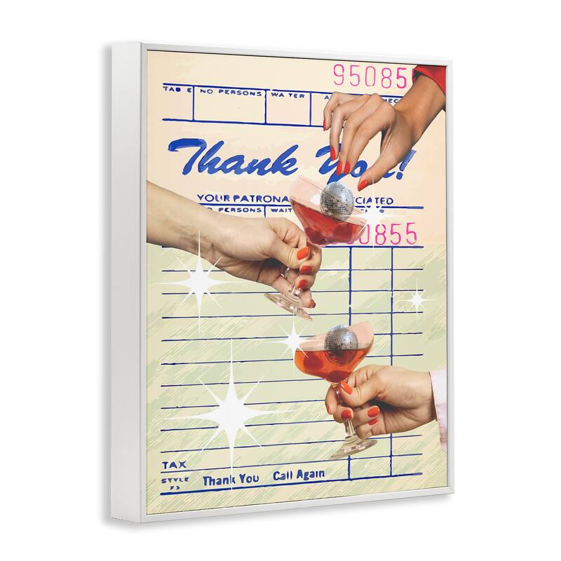 Stupell Drink Cheers Restaurant Check Framed Giclee Art Design By Lil' Rue