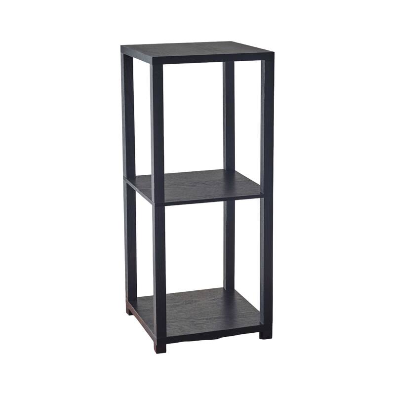 HomeRoots 28" Black Square End Table With Two Shelves
