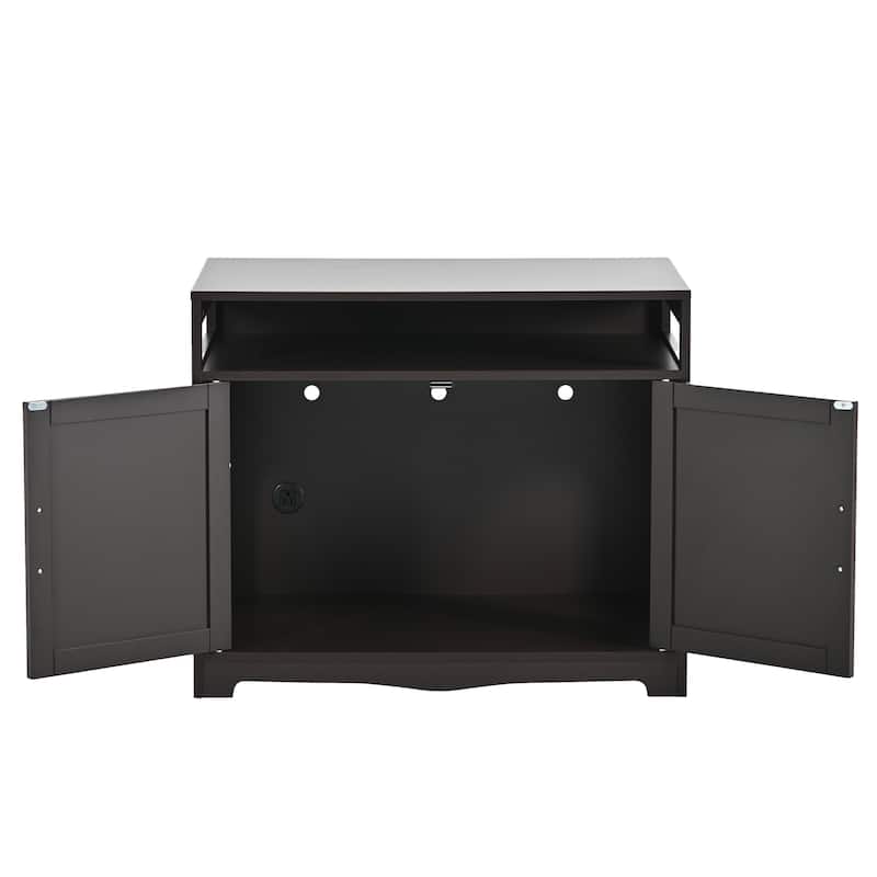 Cat Litter Box Enclosure with 2 Doors and Hidden Plug,Espresso