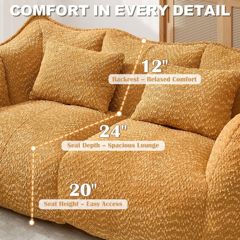 Rossetta Soft Comfortable Square Beanbag Chair with Armrests