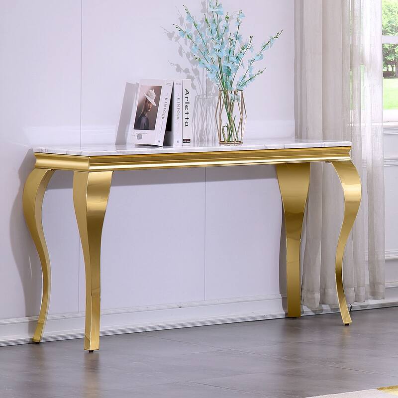 Modern Console Table with 50" top and Stainless Steel Legs for Living Room, Entryway, Hallway, Office, Foyer