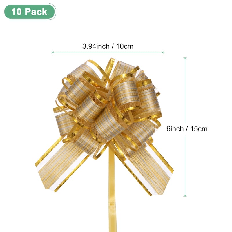 10pcs Large Pull Bow 6 Inch Flower Bows for Wedding Baskets - 6 Inch