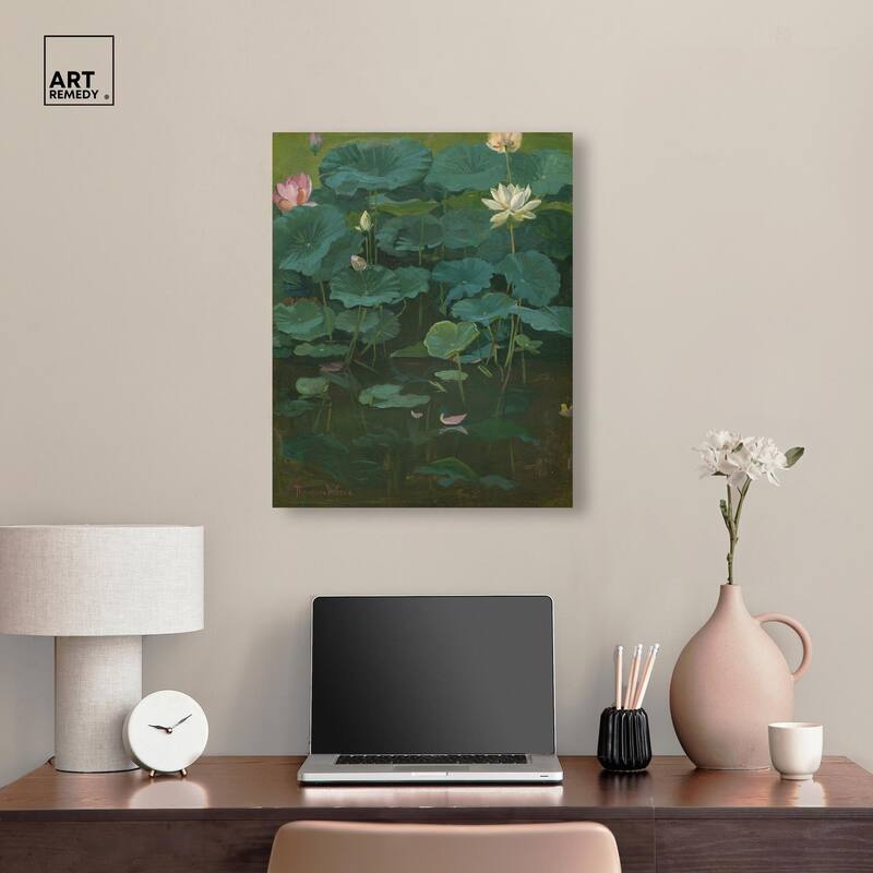 Theodore Wores Lotus Canvas by Art Remedy, Gallery Wrapped