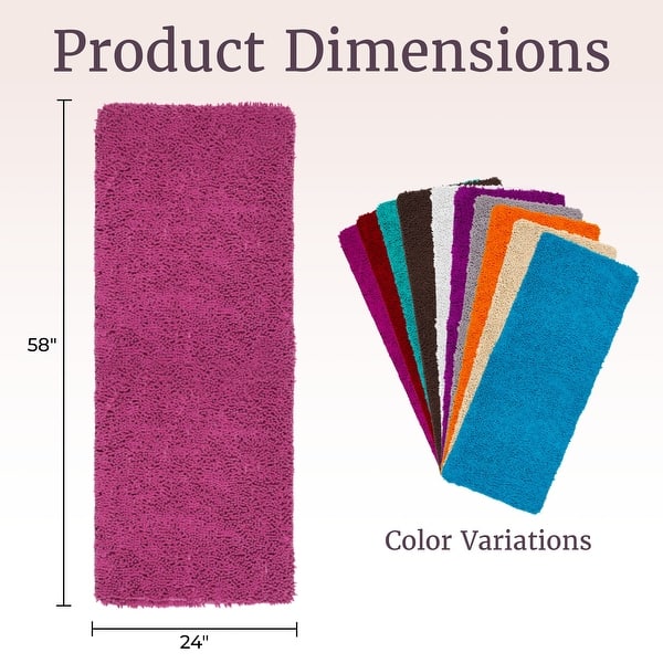 dimension image slide 4 of 7, 58x24-Inch Bathroom Runner with Non-Slip Backing - Absorbent High-Pile Chenille Memory Foam Bathroom Rug by Windsor Home