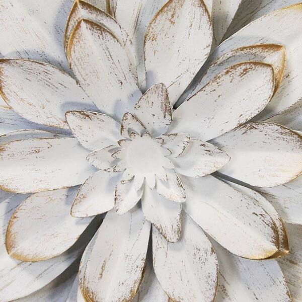Shop Stratton Home Decor Handcrafted White Metal Flower Wall Art Overstock 30864521