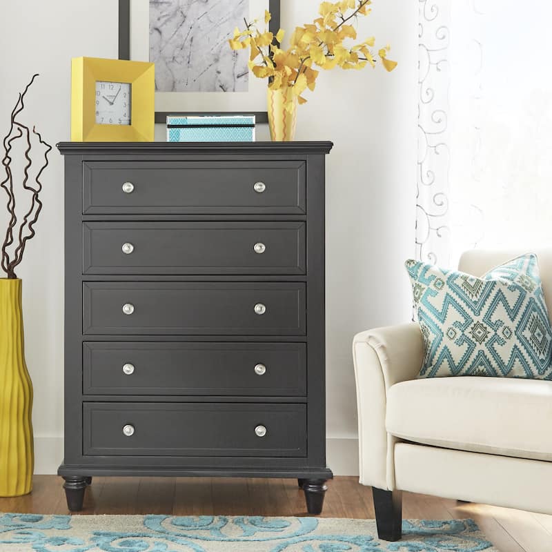 Preston Tall 5-drawer Chest by iNSPIRE Q Junior - Charcoal Black
