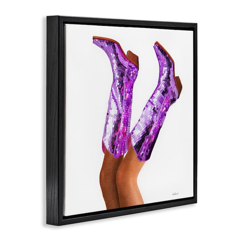 Stupell Purple Glam Cowgirl Boots Framed Floater Canvas Wall Art Design By Amanda Greenwood