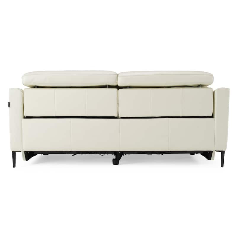 Divani Casa Eden Modern White Leather Sofa With 2 Recliners