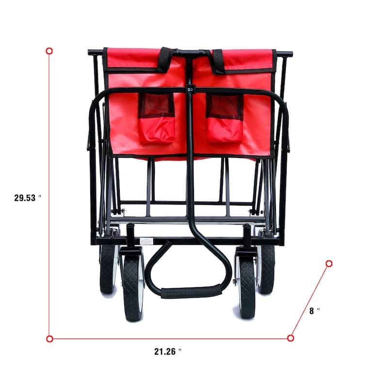 Folding Wagon Garden Shopping Beach Cart，Assembled
