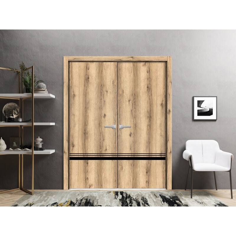 Slab Barn Door Panel 18 x 80 Planum 0012 Oak with Sturdy Finished