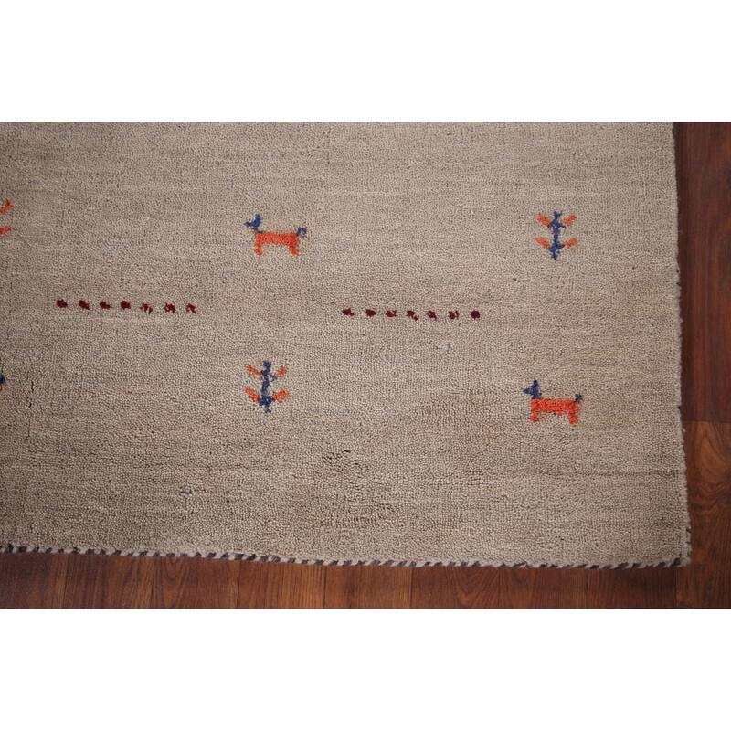 Beige Gabbeh Indian Area Rug Handmade Wool Carpet - 4'7"x 6'6"