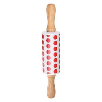 Silicone Rolling Pins for Baking 23.5cm x 4.2cm Red White - Red White