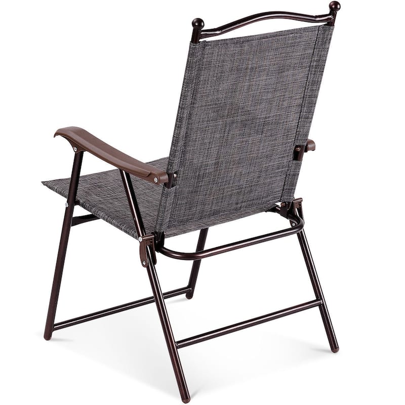 Costway Set of 2 Patio Folding Sling Back Chairs Camping Deck Garden - Set of 2