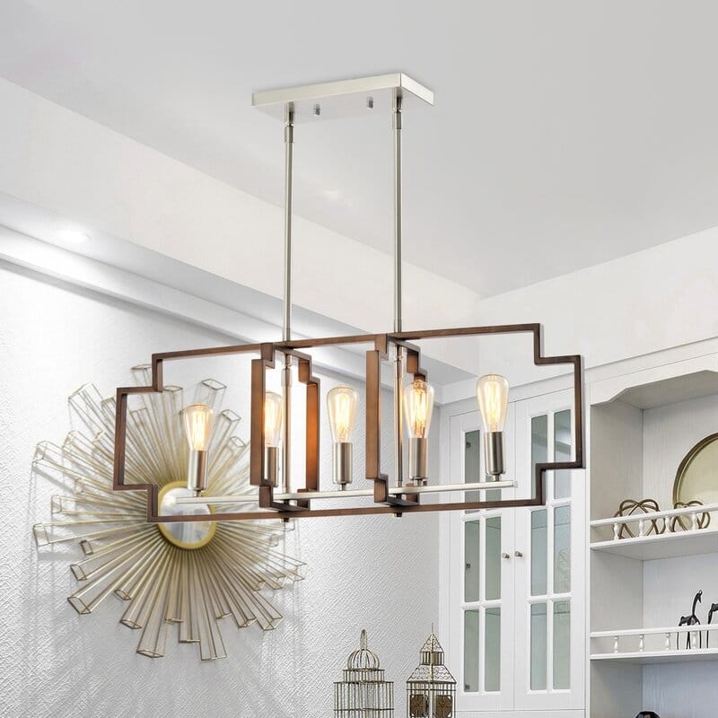 Maxax 5 - Light Kitchen Island Chandelier with Wrought Iron Accents