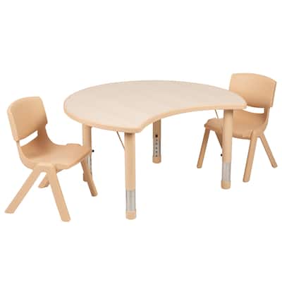 25.125"W x 35.5"L Crescent Plastic Adjustable Kids Table Set - 2 Chairs