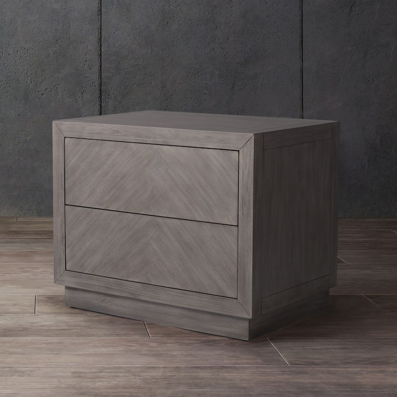 SAFAVIEH Couture Dzanna 2-Drawer Wood Nightstand - Light Grey