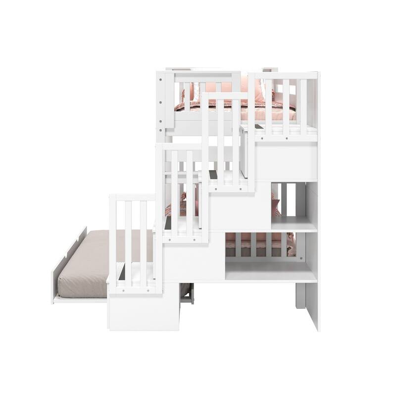Taylor & Olive Trillium Tall Twin over Twin Stairway Bunk Bed, Trundle