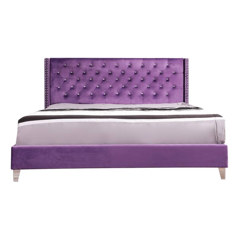 Julie Tufted Upholstered Low Profile King Panel Bed