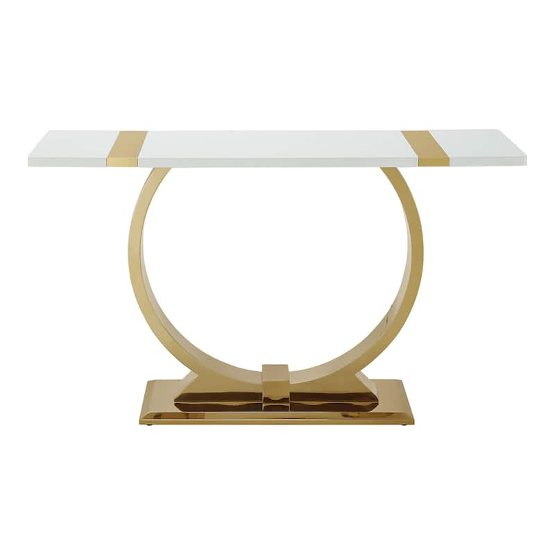 Furniture of America Carra Modern 3-Piece Stainless Steel O-Shaped Trestle Base Coffee Table Set