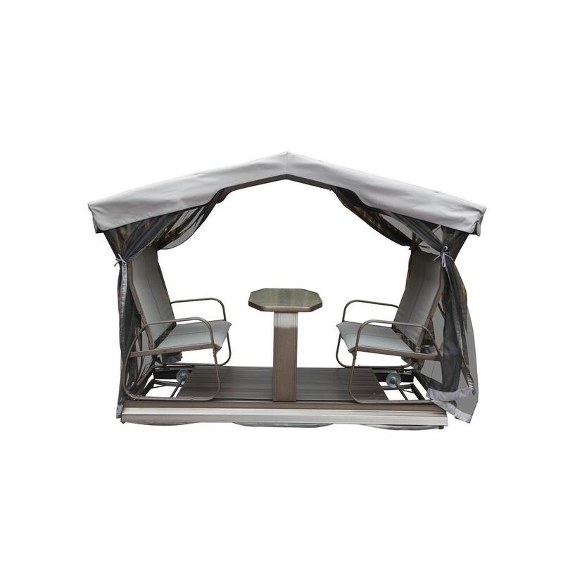 4-Seat Aluminum Patio Swing Chair with triangular Canopy