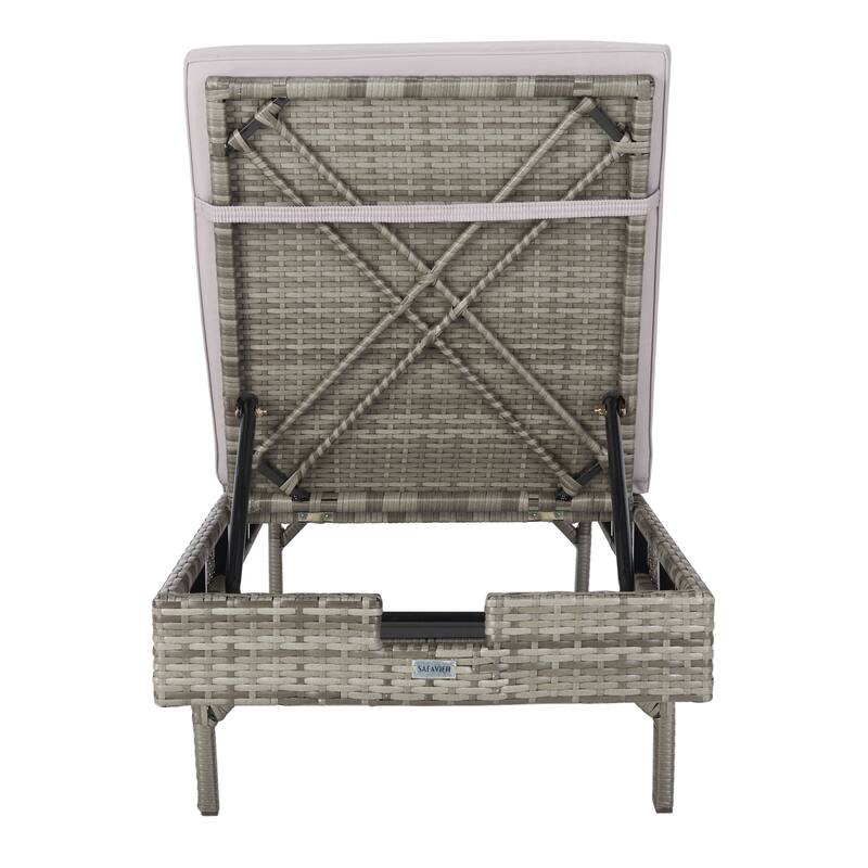 SAFAVIEH Outdoor Sanaa Sun Lounger with Cushion - 25Wx77Dx41H
