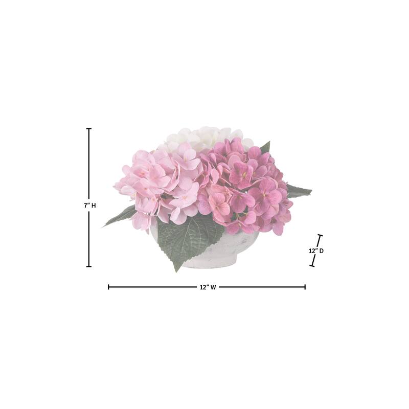 7"Tx12"D Pe Hydrangea Mound In Cement Pot