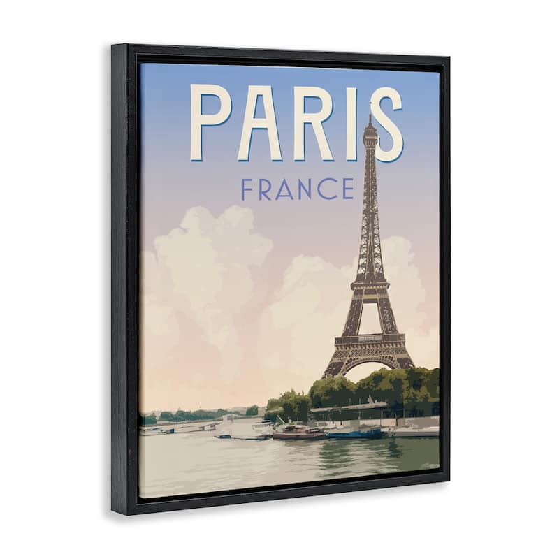 Stupell Paris Tower Landmark Framed Floater Canvas Wall Art Design By Victoria Barnes